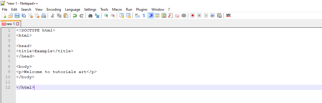 HTML Using Notepad++ – Tutorials Art
