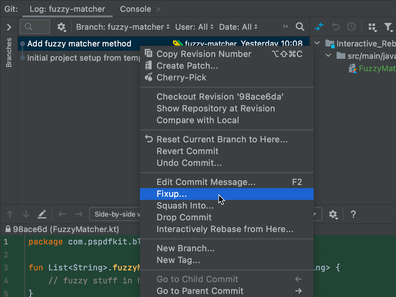 Fixup inside Android Studio